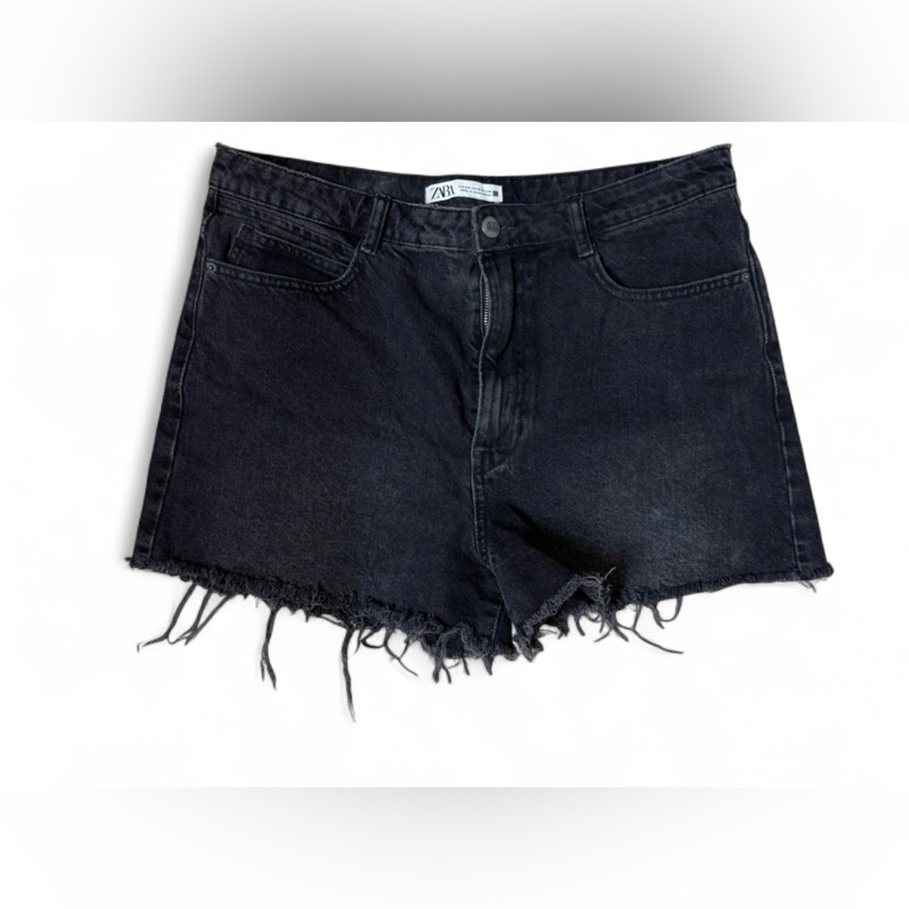 Zara Black Distressed Cutoff Denim Shorts